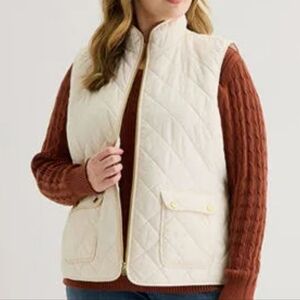 St. John's Bay Women's Midweight Puffer Quilted Vest Ivory Size XL